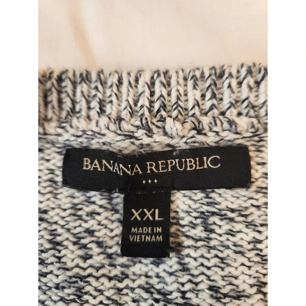 Banana Republic Mens XXL Grey Navy Blue‎ Ombre Colorblock Cotton Knit Sweater